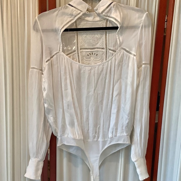 Free People Intimately Womens White Thong Bodysuit Embroidered Size XS - Picture 7 of 9
